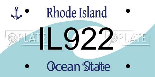 IL922 Rhode Island License Plate