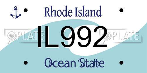 IL992 Rhode Island License Plate