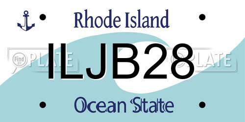 ILJB28 Rhode Island License Plate