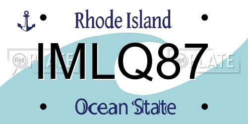 IMLQ87 Rhode Island License Plate