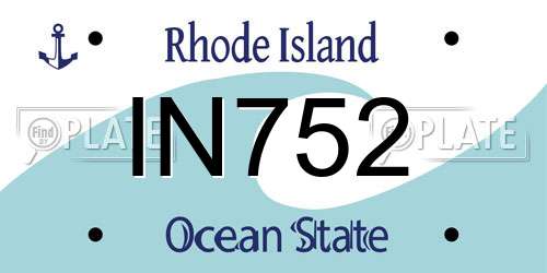 IN752 Rhode Island License Plate
