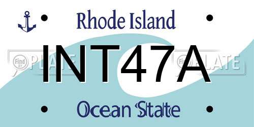 INT47A Rhode Island License Plate