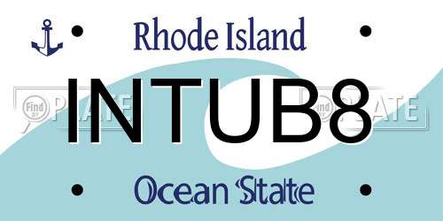 INTUB8 Rhode Island License Plate