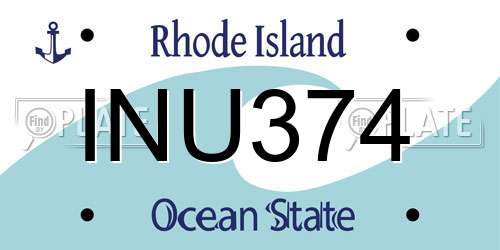 INU374 Rhode Island License Plate