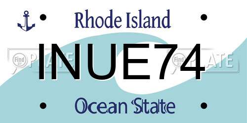INUE74 Rhode Island License Plate