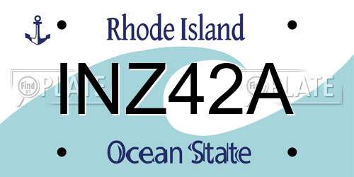 INZ42A Rhode Island License Plate