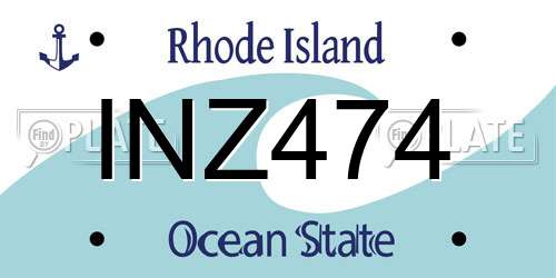 INZ474 Rhode Island License Plate