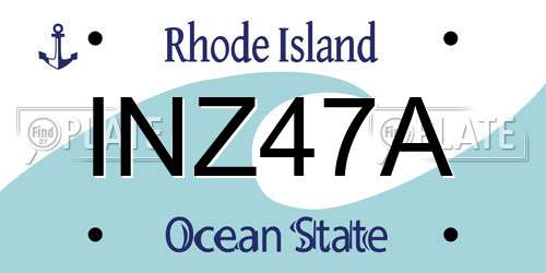 INZ47A Rhode Island License Plate