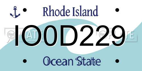 IO0D229 Rhode Island License Plate