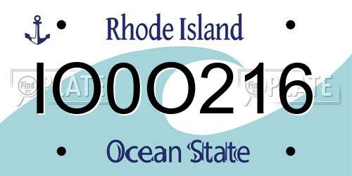 IO0O216 Rhode Island License Plate