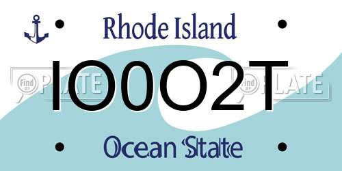 IO0O2T Rhode Island License Plate