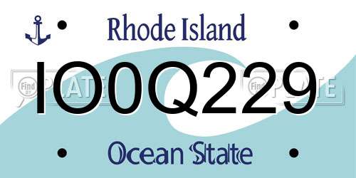 IO0Q229 Rhode Island License Plate