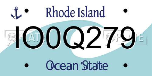 IO0Q279 Rhode Island License Plate