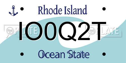 IO0Q2T Rhode Island License Plate