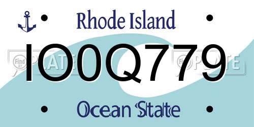 IO0Q779 Rhode Island License Plate