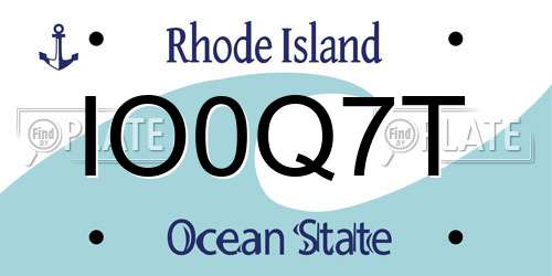 IO0Q7T Rhode Island License Plate
