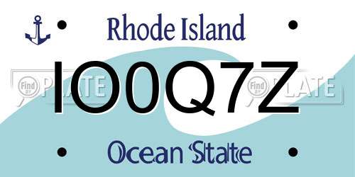 IO0Q7Z Rhode Island License Plate