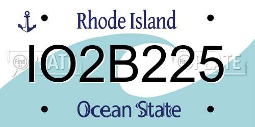 IO2B225 Rhode Island License Plate