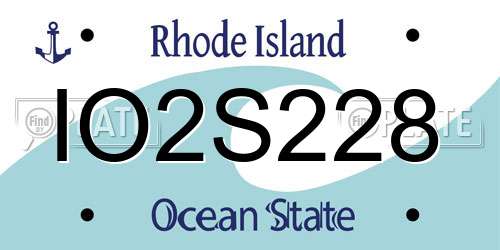 IO2S228 Rhode Island License Plate