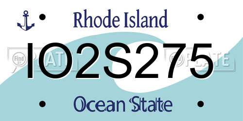 IO2S275 Rhode Island License Plate