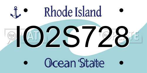 IO2S728 Rhode Island License Plate