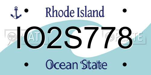 IO2S778 Rhode Island License Plate