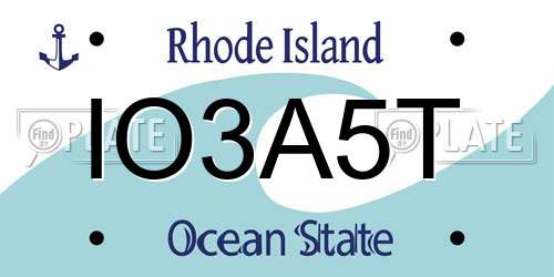 IO3A5T Rhode Island License Plate