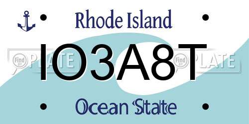 IO3A8T Rhode Island License Plate