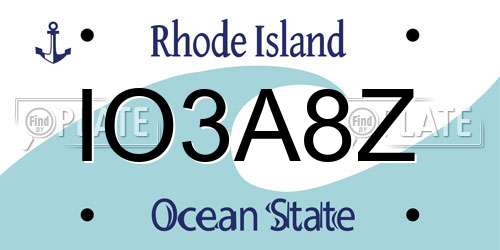 IO3A8Z Rhode Island License Plate