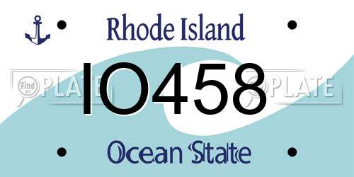 IO458 Rhode Island License Plate
