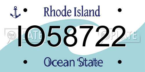 IO58722 Rhode Island License Plate