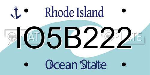 IO5B222 Rhode Island License Plate