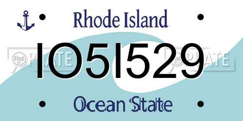 IO5I529 Rhode Island License Plate