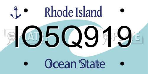 IO5Q919 Rhode Island License Plate