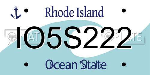 IO5S222 Rhode Island License Plate