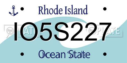 IO5S227 Rhode Island License Plate