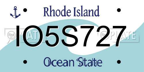 IO5S727 Rhode Island License Plate
