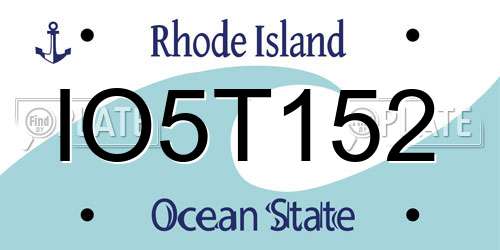 IO5T152 Rhode Island License Plate