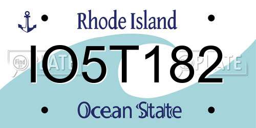 IO5T182 Rhode Island License Plate