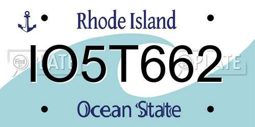 IO5T662 Rhode Island License Plate