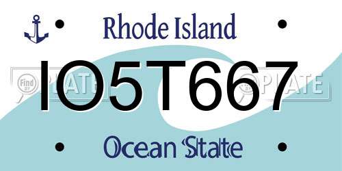 IO5T667 Rhode Island License Plate