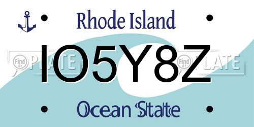 IO5Y8Z Rhode Island License Plate