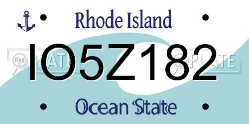 IO5Z182 Rhode Island License Plate