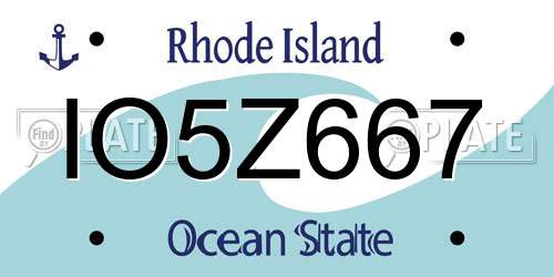 IO5Z667 Rhode Island License Plate