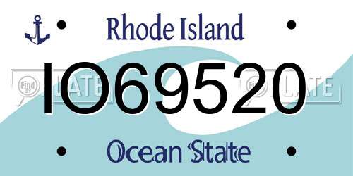 IO69520 Rhode Island License Plate
