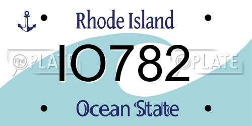 IO782 Rhode Island License Plate