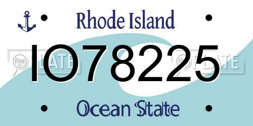 IO78225 Rhode Island License Plate