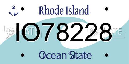 IO78228 Rhode Island License Plate