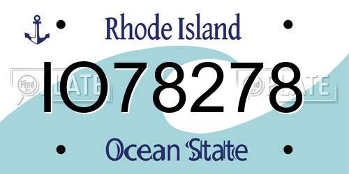 IO78278 Rhode Island License Plate