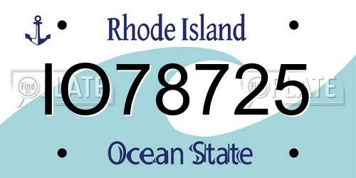IO78725 Rhode Island License Plate